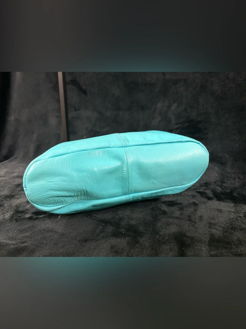 Vintage Toni Genuine Leather Turquoise Shoulder Tote Bag Y2K Aqua